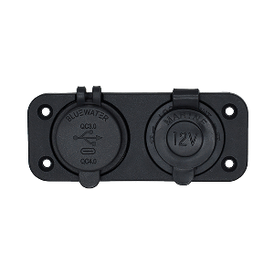 Bluewater Dual USB/USB-C 12V Combo Receptacle w/Plate