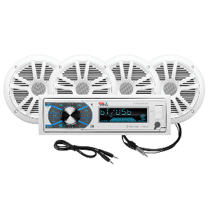 Boss Audio MCK632WB.64 Marine Stereo & 2 Pairs of 6.5" Speaker Kit - White