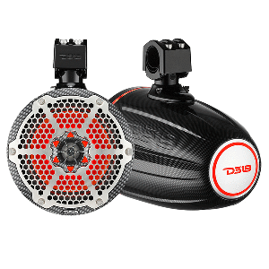 DS18 X Series HYDRO 8" Wakeboard Pod Tower Speaker w/RGB LED Light - 375W - Black Carbon Fiber
