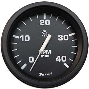 FARIA EURO BLACK 4/" TACHOMETER W// SYSTEMCHECK GAS JOHNSON