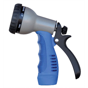 HoseCoil Rubber Tip Nozzle w/9 Pattern Adjustable Spray Head & Comfort Grip