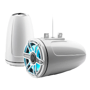 JL Audio M6 Series 7.7" Enclosed Tower Coaxial System w/Gloss White Classic Grille & Transflective&trade; LED Lighting - M6-770ETXv3-Gw-S-GwGw-i