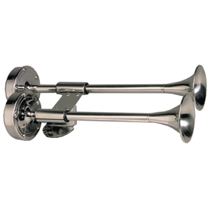 Schmitt Marine Deluxe All-Stainless Shorty Dual Trumpet Horn - 12V