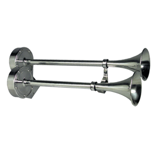 Schmitt Marine Deluxe All-Stainless Dual Trumpet Horn - 12V