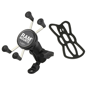 RAM Mount 9mm Angled Base Motorcycle Mount w/Short Double Socket Arm & Universal X-Grip&reg; Cell/iPhone Cradle