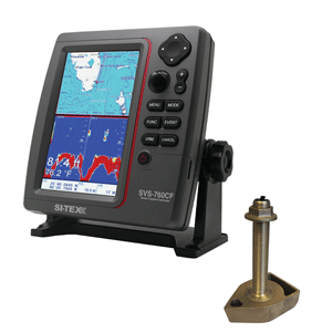 SI-TEX SVS-760CF Dual Frequency Chartplotter/Sounder w/Navionics+ Flexible Coverage & 1700/50/200T-CX Transducer