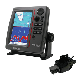 SI-TEX SVS-760CF Dual Frequency Chartplotter Sounder w/Navionics+ Flexible Coverage & Transom Mount Triducer