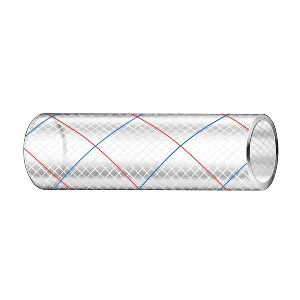 Trident Marine 1/2" x 50' Clear Reinforced PVC Hose Tubing Red & Blue Tracer