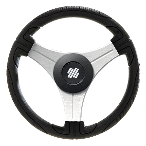 Uflex Ustica 13" Steering Wheel - Black - Polyurethane w/Silver Spokes & X62 Hub