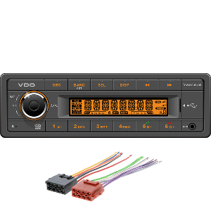 VDO 12V Radio w/FM RDS Tuner MP3/WMA/USB/Bluetooth - Orange Illumination - Includes Power Speaker Wire Harness