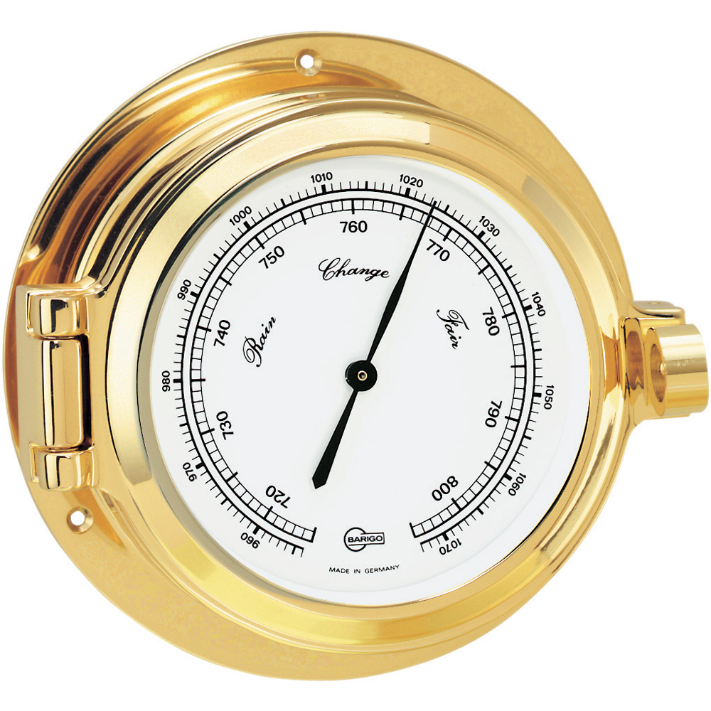 BARIGO Poseidon Series Porthole Ship's Barometer - Brass Housing - 3.3" Dial