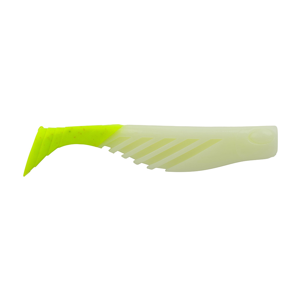 Berkley Gulp!® Saltwater Ripple Mullet - 4" - Glow/Chartreuse GSRM4-GC
