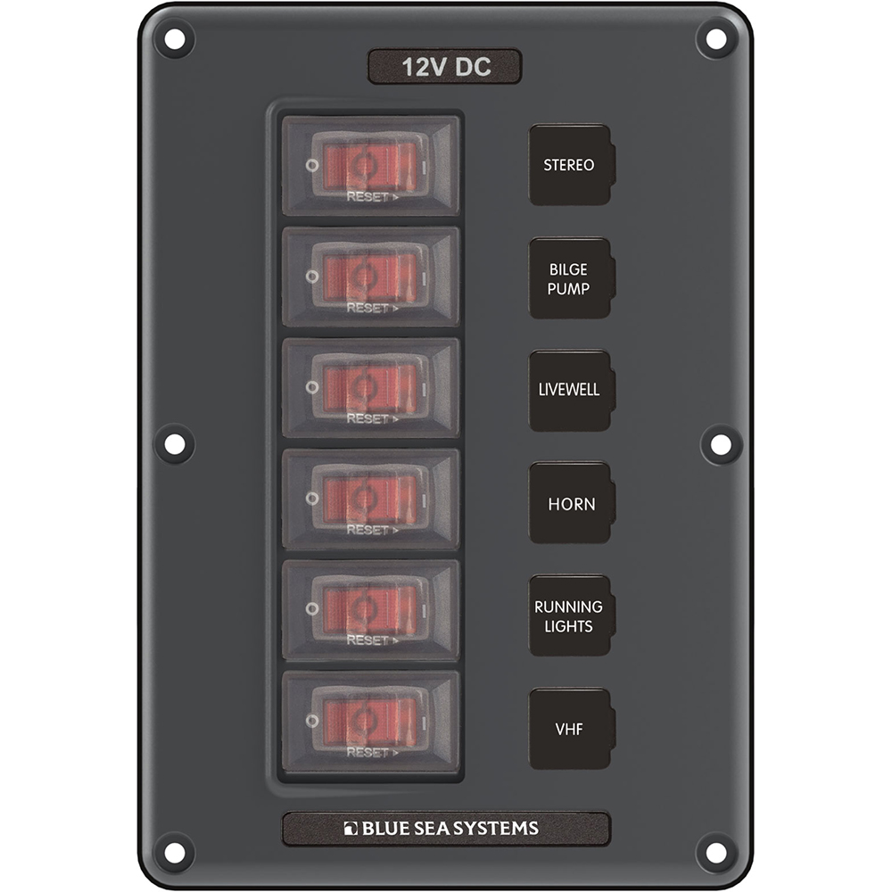 Blue Sea 4322 Circuit Breaker Switch Panel 6 Position - Gray