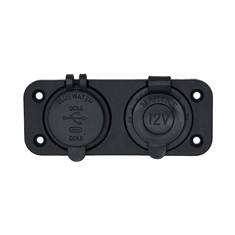 Bluewater Dual USB/USB-C 12V Combo Receptacle w/Plate