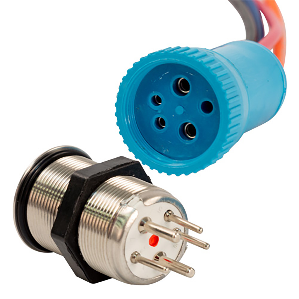 Bluewater 22mm Push Button Switch - Off/(On)/(On) Double Momentary Contact - Blue/Green/Red LED - 1' Lead
