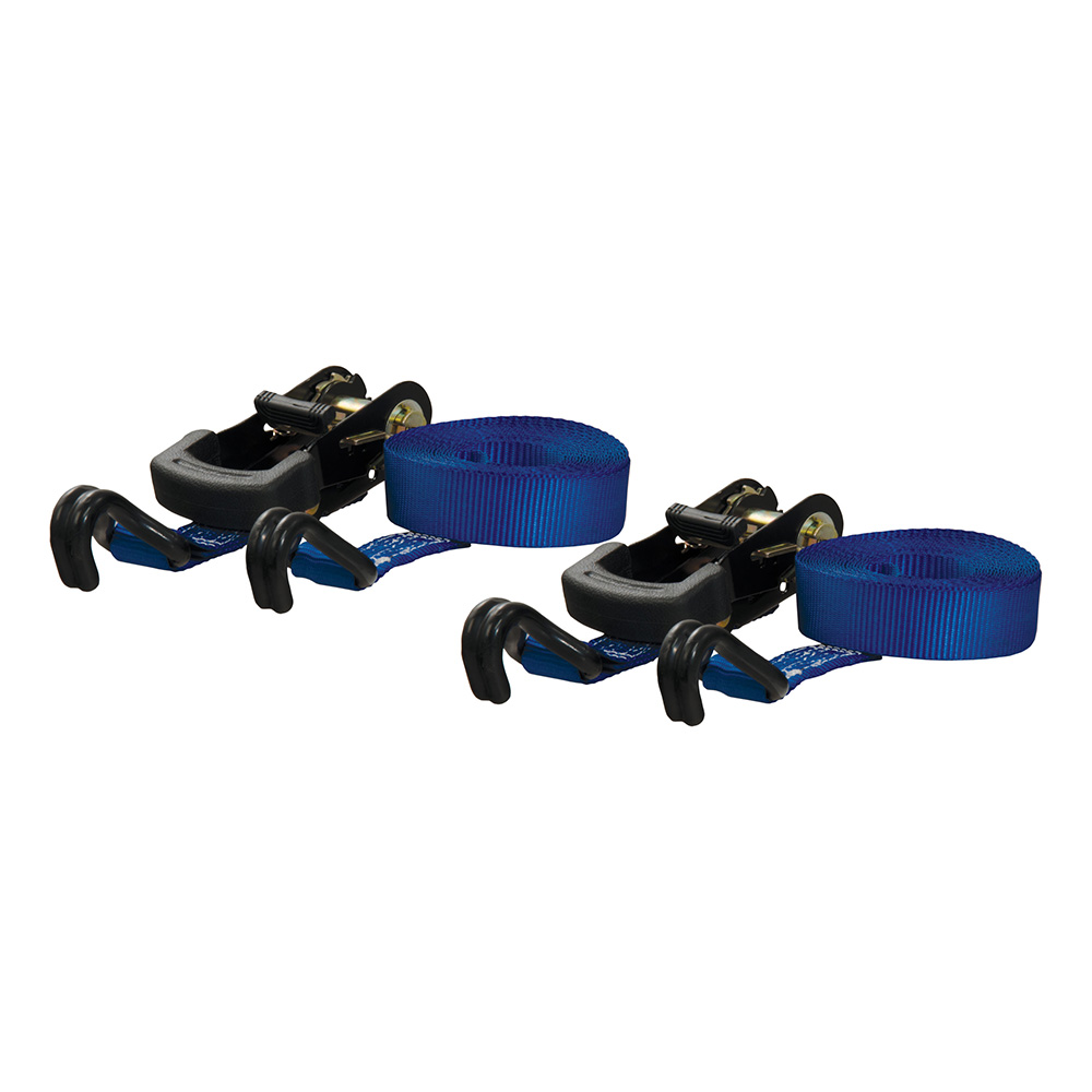 CURT 16' Blue Cargo Straps w/"J" Hooks - 733 lbs - 2 Pack