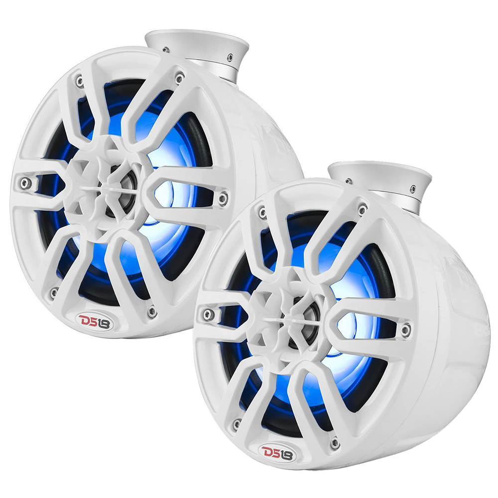 DS18 HYDRO 6.5" Compact Wakeboard Pod Tower w/RGB Light 300W White CWR Wholesale Distribution
