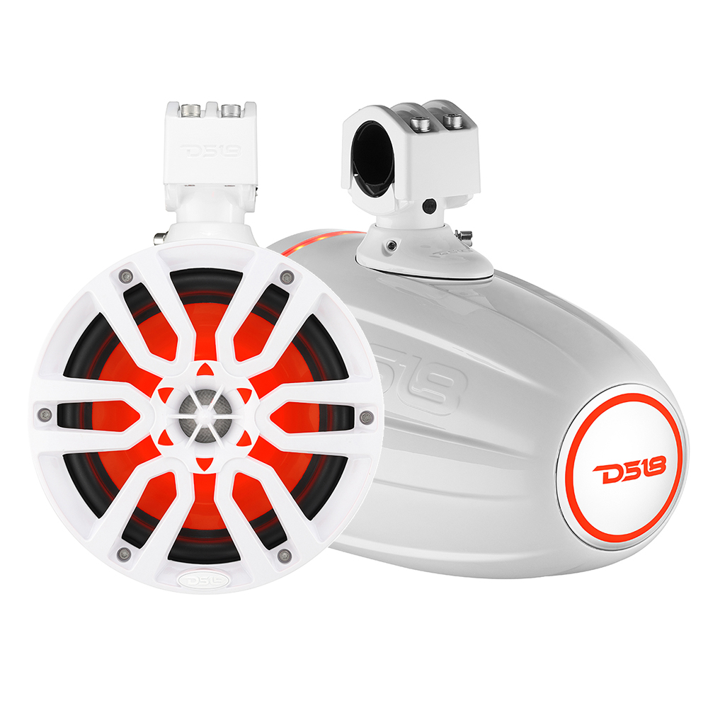 DS18 X Series HYDRO 6.5" Wakeboard Pod Tower Speaker w/RGB LED Light - 300W - White