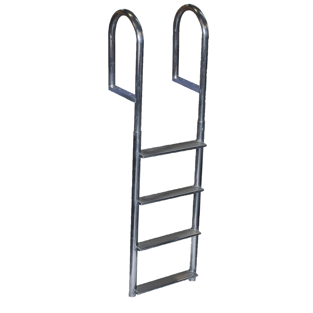 Dock Edge Welded Aluminum Fixed Wide Step Ladder - 4-Step