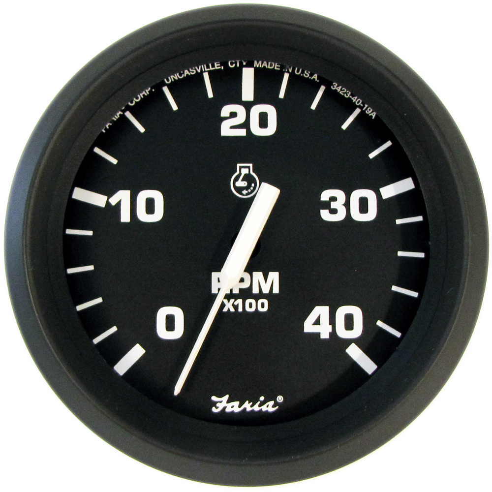Faria Euro Black 4" Tachometer - 4000 RPM (Diesel) (Mechanical Takeoff)