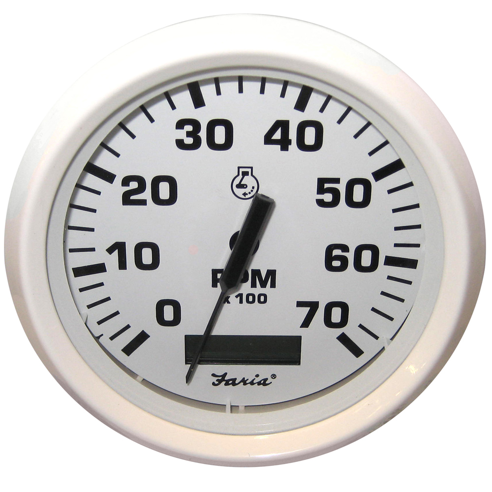 Faria Dress White 4" Tachometer w/Hourmeter - 7000 RPM (Gas) (Outboard)