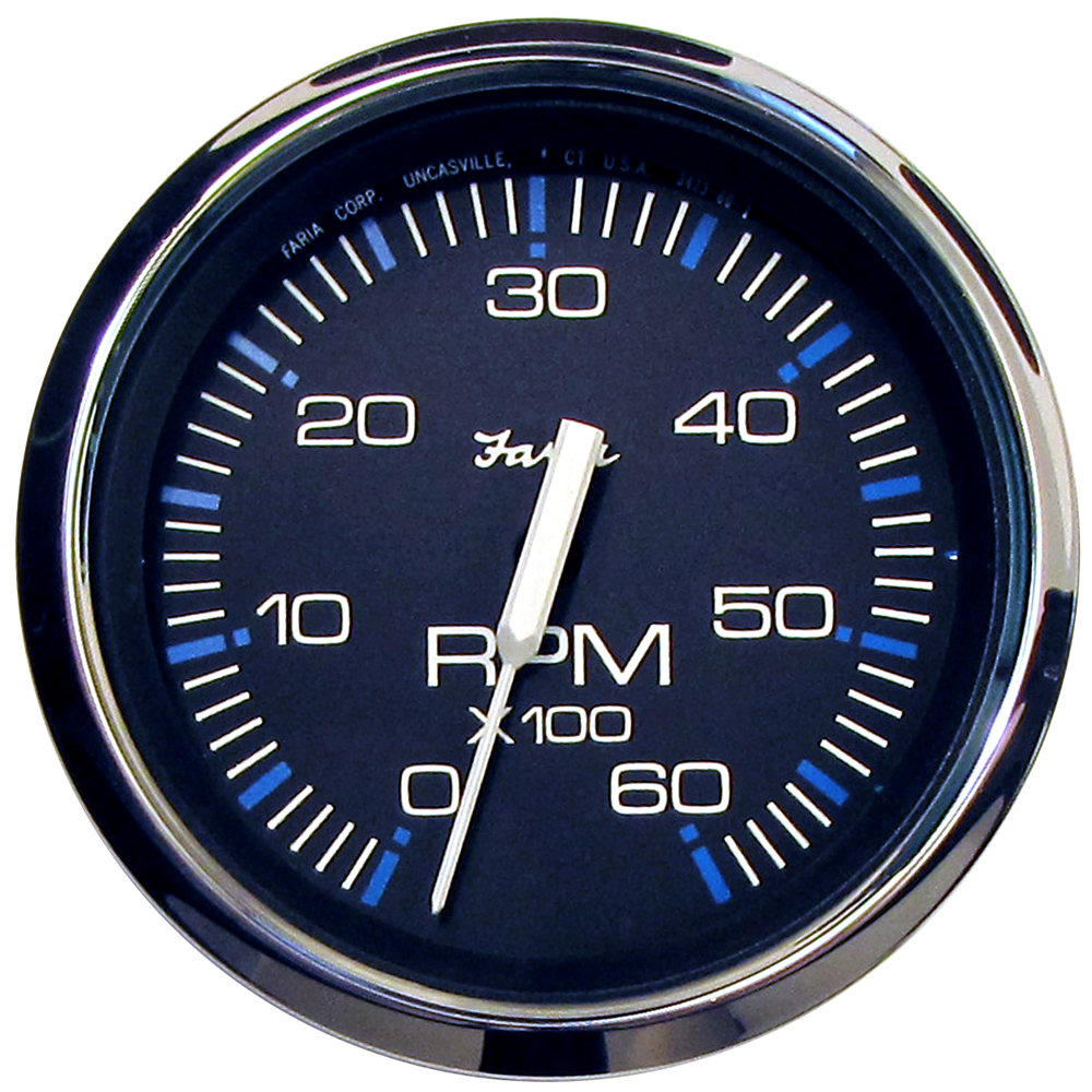 Faria Chesapeake Black 4" Tachometer - 6000 RPM (Gas) (Inboard & I/O)