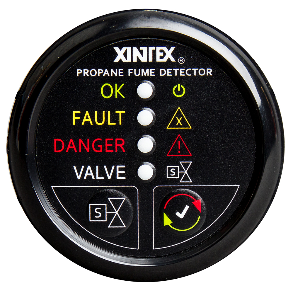 Fireboy-Xintex Propane Fume Detector w/Automatic Shut-Off & Plastic Sensor - No Solenoid Valve - Black Bezel Display