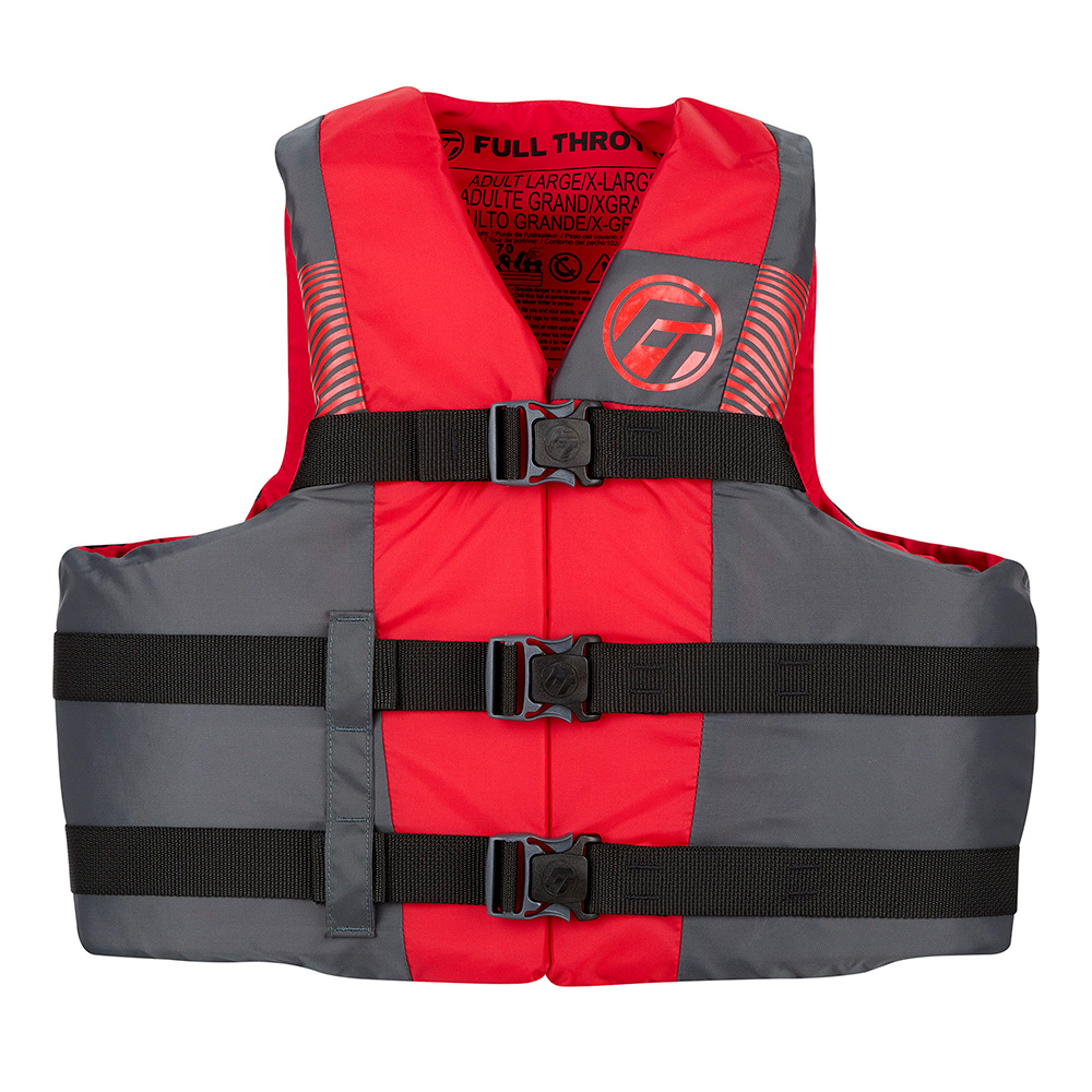 Full Throttle Adult Nylon Life Jacket - 4X/7X - Red/Black