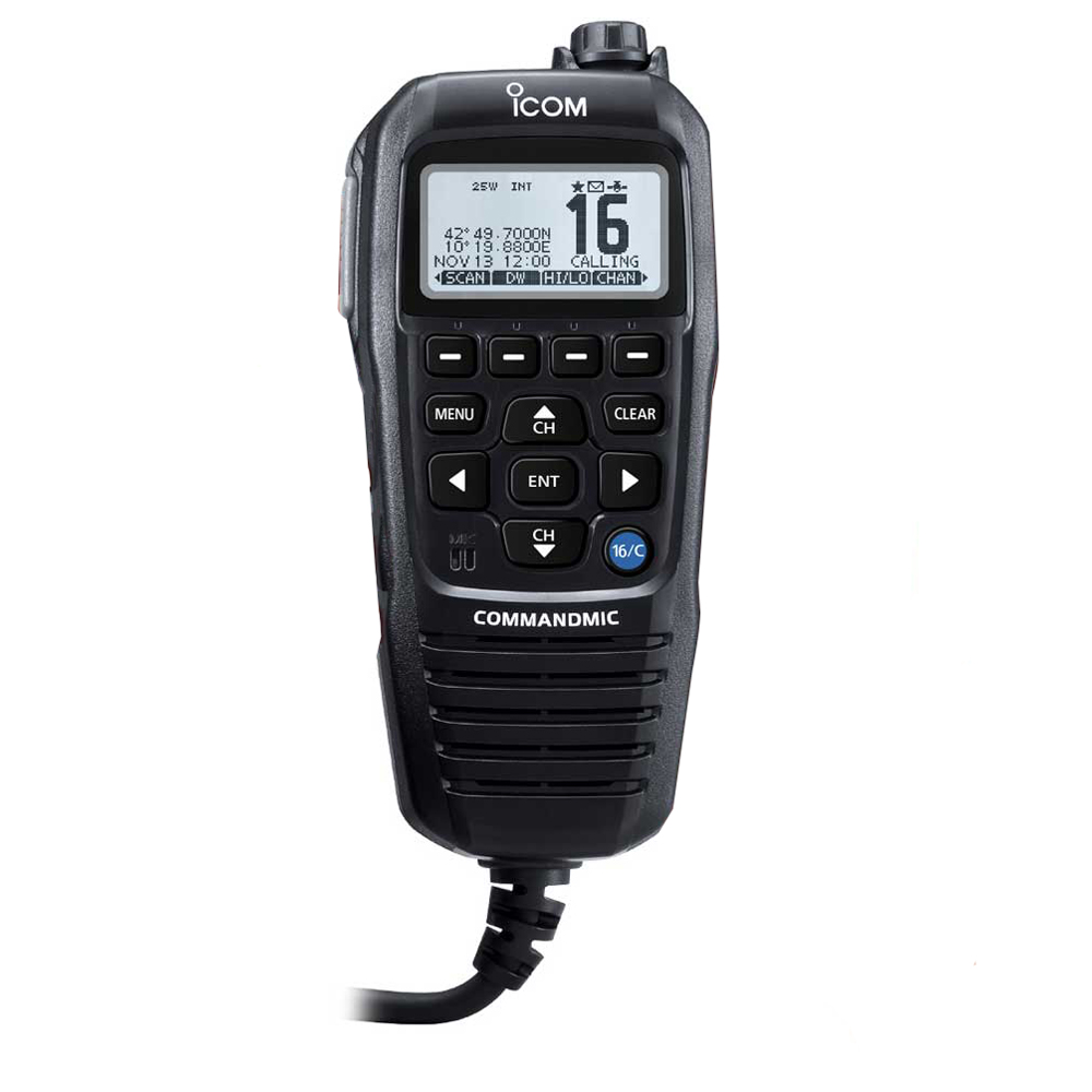 Icom HM195 CommandMic™ IV with White BlackLit LCD - Black