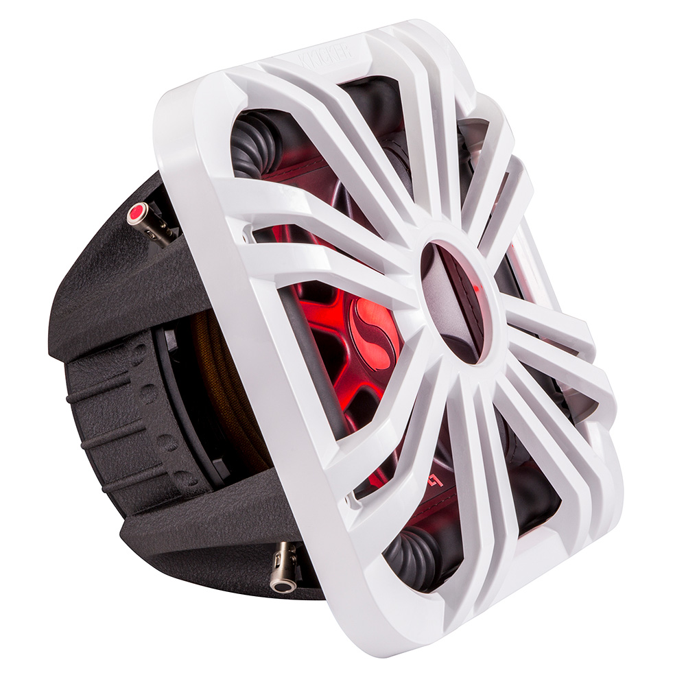 KICKER 10" Square Subwoofer Grille f/11S10L7 & 44L7S10 White, LED Lighting CWR Wholesale