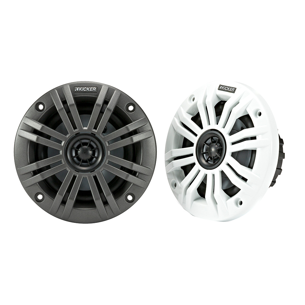 KICKER KM4 4" Marine Coaxial Speakers w/1/2" Tweeters - 4-Ohm, Charcoal & White