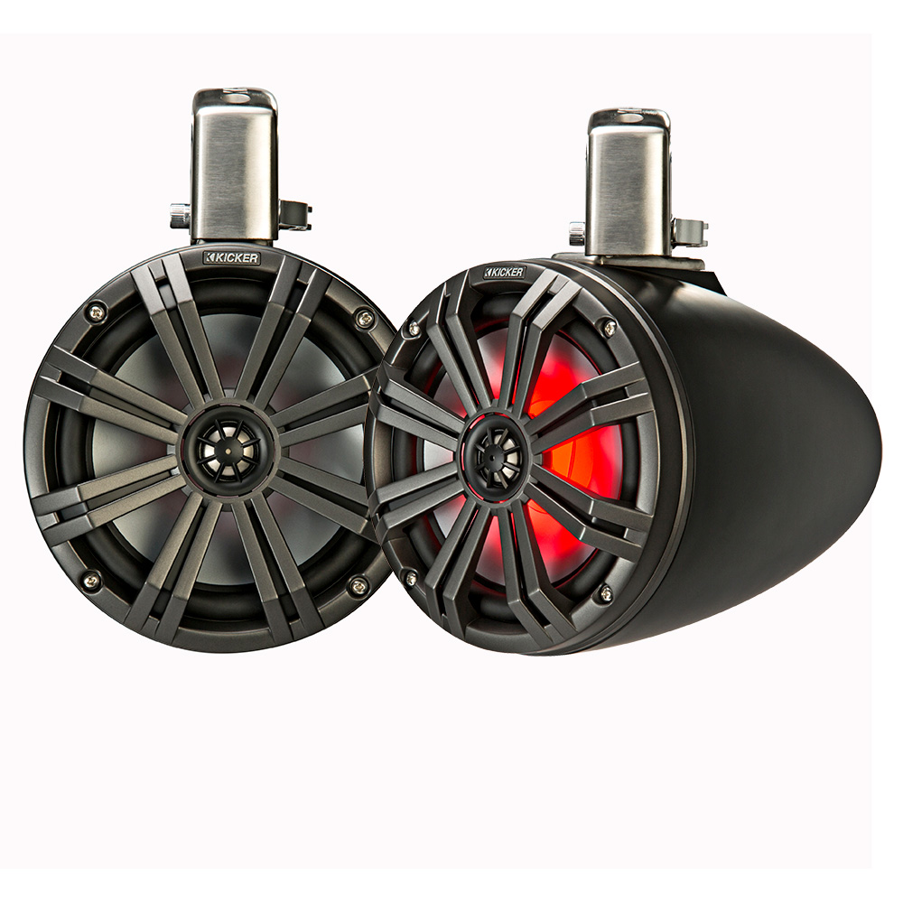 KICKER KMTC8 8" LED Coaxial Tower System - Black w/Charcoal Grille