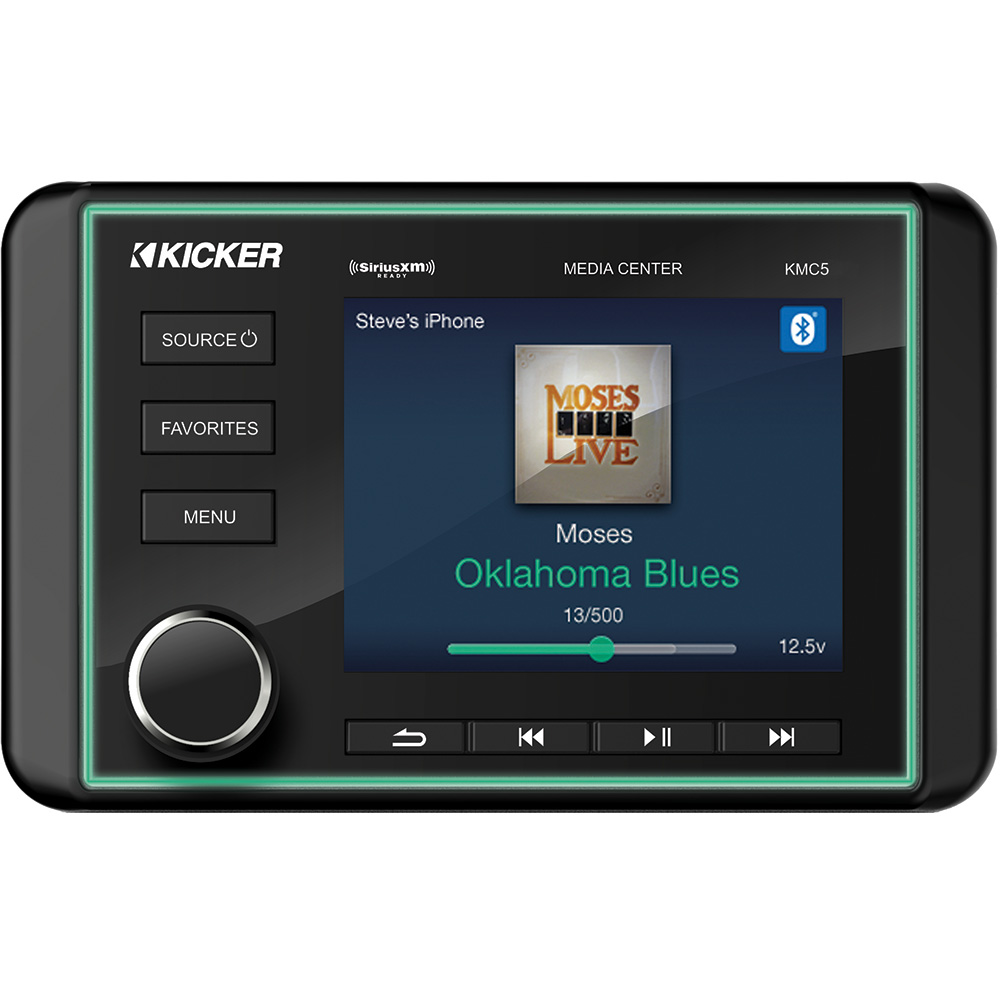 KICKER KMC5 Weather-Resistant Gauge-Style Media Center w/Bluetooth