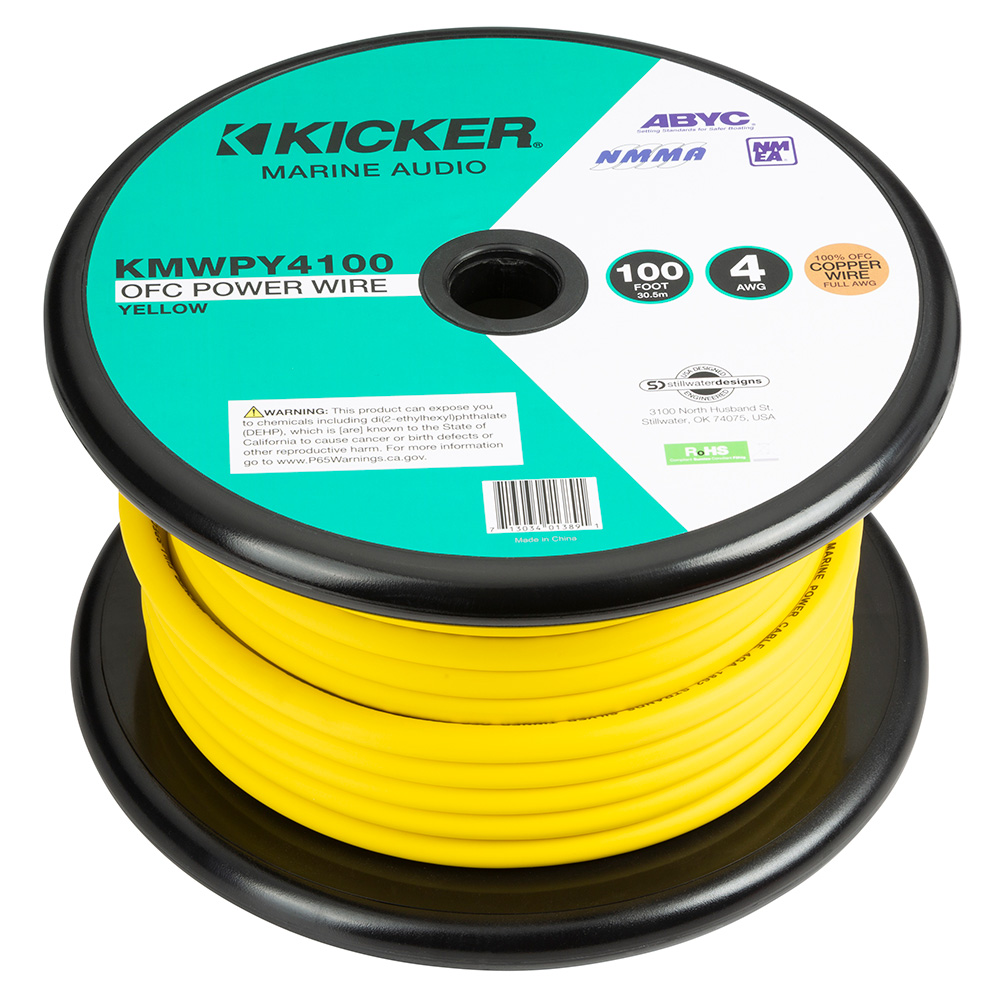 KICKER KMWPY4100 100' 4AWG Power Wire - Yellow