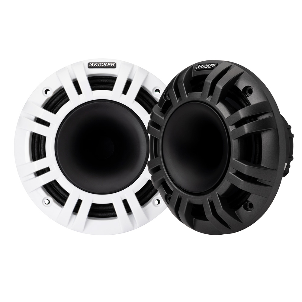KICKER KMXL65 6.5" Horn Loaded Compression Speakers - 4-Ohm, Charcoal & White