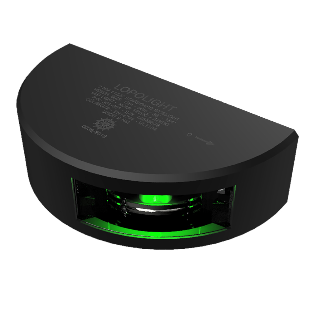 Lopolight Series 301-108 - Navigation Light - 3NM - Horizontal Mount - Green - Black Housing main image 0