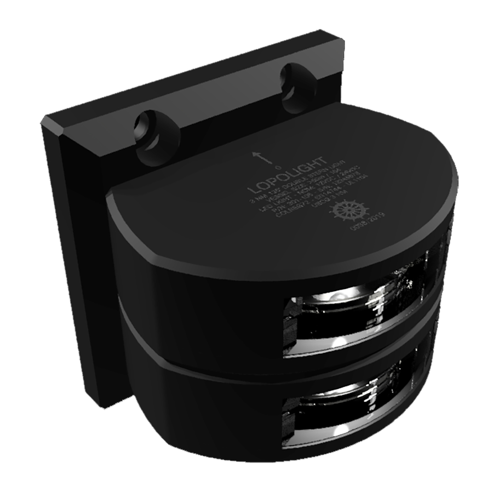 Lopolight Series 301-006 - Stern Light w/Deck Light - 2NM - Vertical Mount - White - Black Housing - 6M Cable
