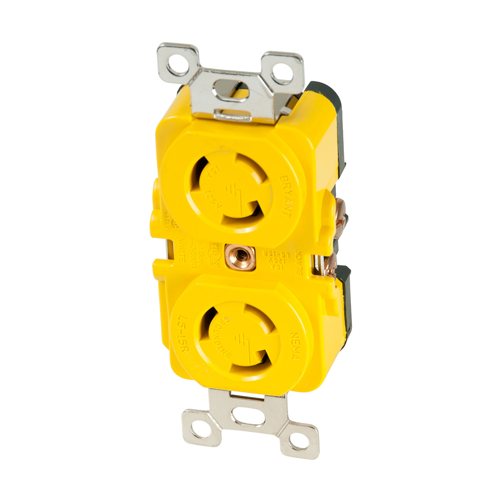 Marinco Locking Receptacle - 15A, 125V - Yellow