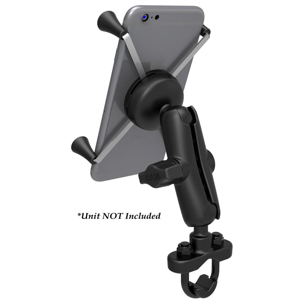 RAM Mount Handlebar Rail Mount w/Zinc Coated U-Bolt Base & Universal X-Grip® Large Phone/Phablet Cradle