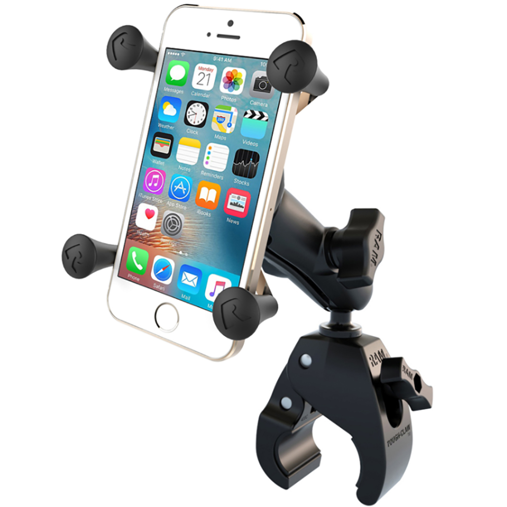 RAM Mount Small Tough-Claw™ Base w/Double Socket Arm & Universal X-Grip® Cell/iPhone Cradle