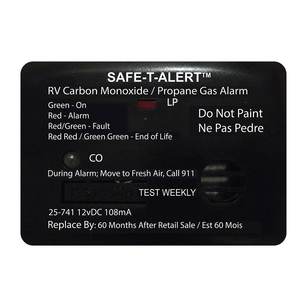Safe-T-Alert 25 Series Surface Mount Dual Carbon Monoxide/Propane Alarm - 12V Hardwire - Black