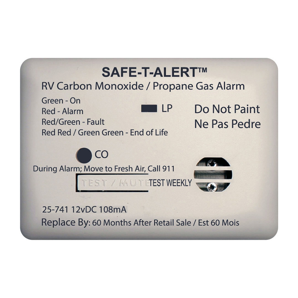 Safe-T-Alert 25 Series Surface Mount Dual Carbon Monoxide/Propane Alarm - 12V Hardwire - White