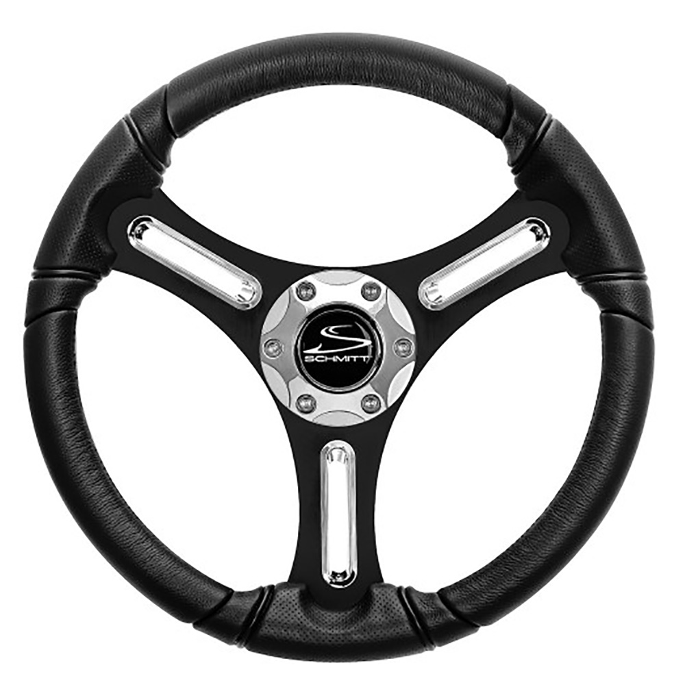 Schmitt Marine Torcello 14" Wheel - 03 Series - Polyurethane Wheel w/Chrome Trim & Cap - Brushed Spokes - 3/4" Tapered Shaft