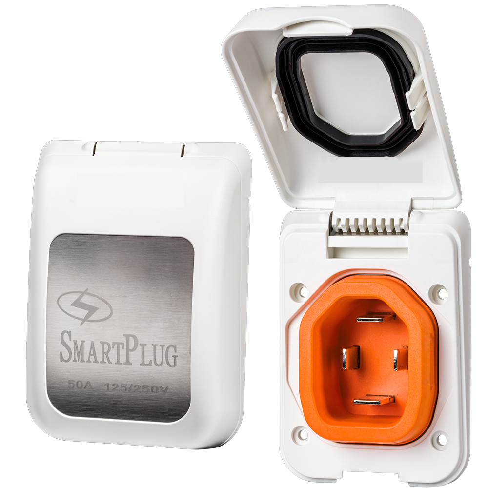 SmartPlug 50 AMP Male Non-Metallic Inlet Cover - White