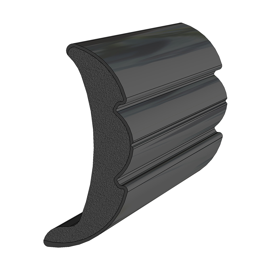 TACO Rigid Vinyl Flex-Core Rub Rail 2" x 7/8" - Black 60'