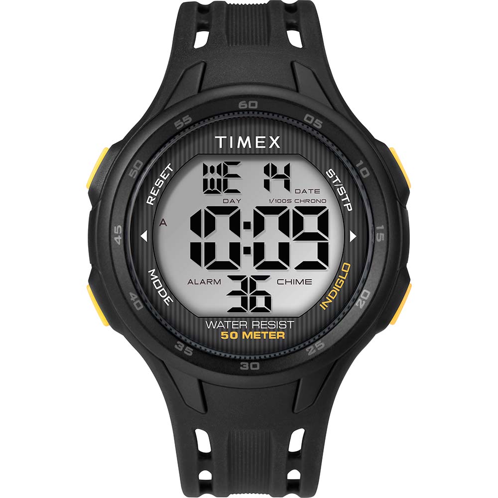 Timex DGTL 45mm Men's Watch - Black/Yellow Case - Black Strap