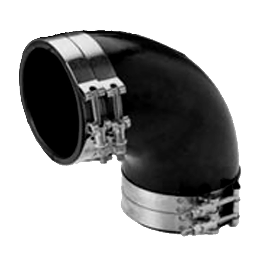 Trident Marine 6" ID 90-Degree EPDM Black Rubber Molded Wet Exhaust Elbow w/4 T-Bolt Clamps