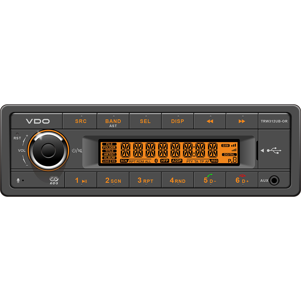 VDO 12V Radio w/FM RDS Tuner MP3/WMA/USB/Bluetooth - Orange Illumination