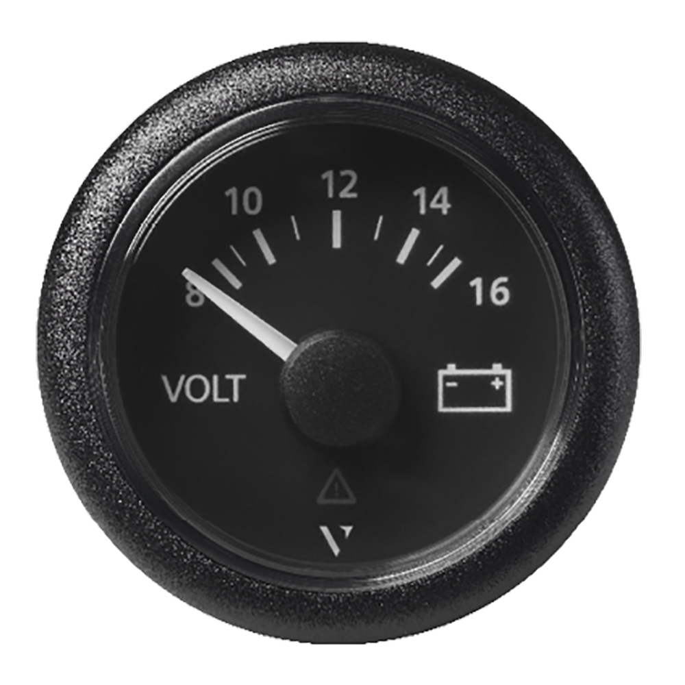 Veratron 52 MM (2-1/16") ViewLine Voltmeter - 8 to16V - Black Dial & Bezel