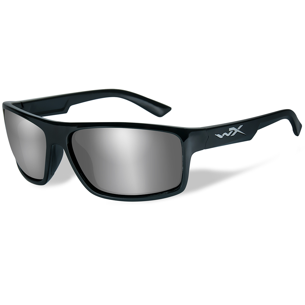 Wiley X Peak Sunglasses - Silver Flash Lens - Gloss Black Frame